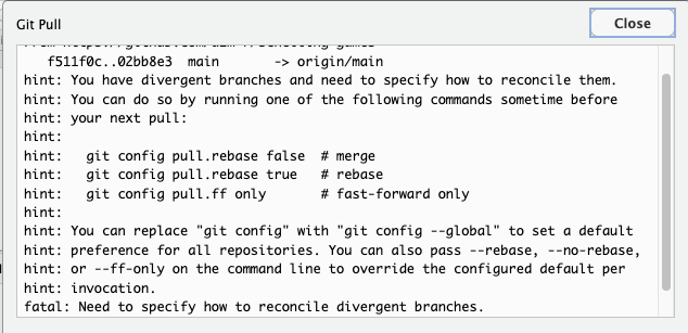 Merge conflict error
